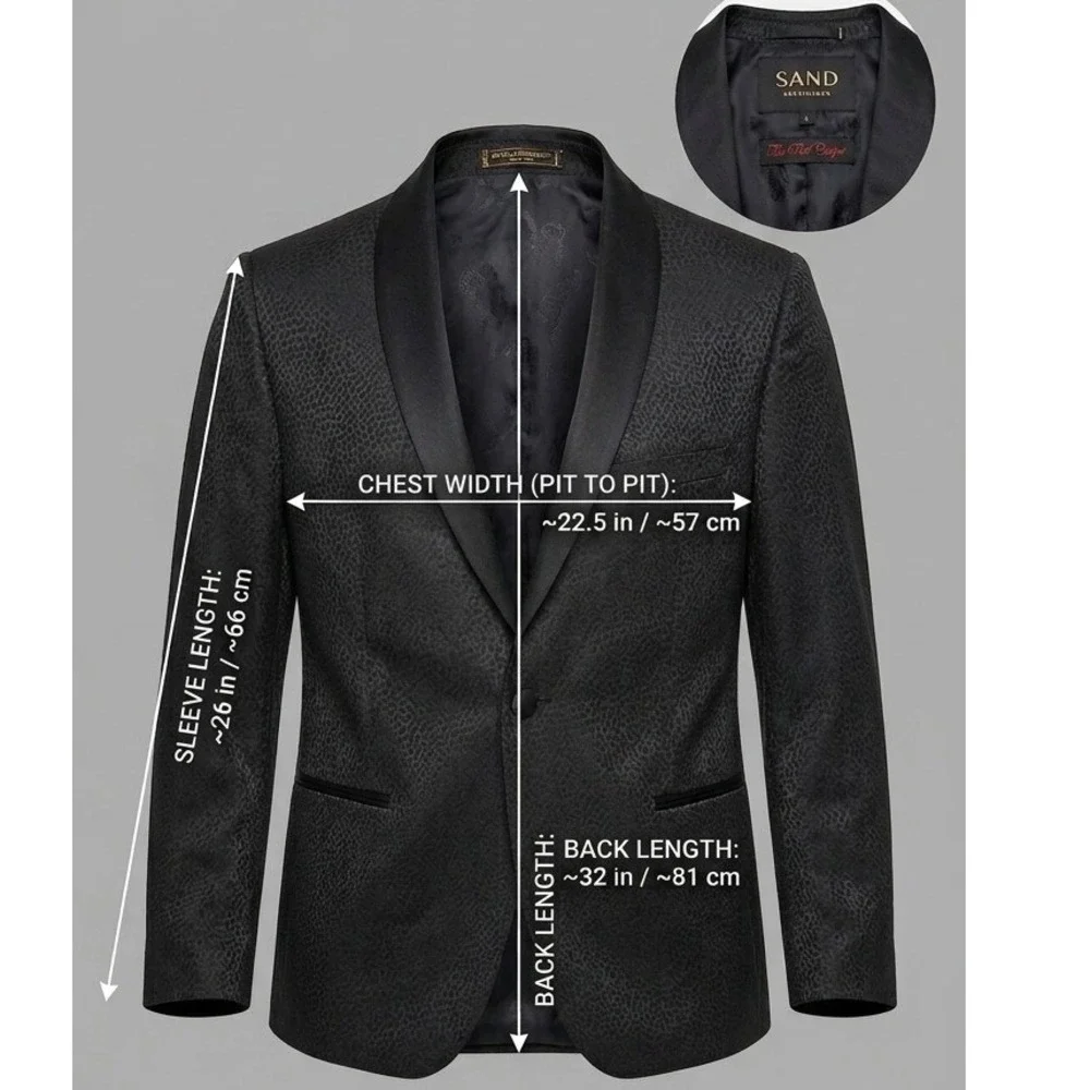 Sand Copenhagen Red Carpet Black Snakeskin Jacquard Tuxedo Jacket 110/44R NWOT